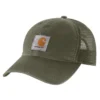 Truckerpet van canvas met mesh-achterkant en logo