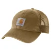 Truckerpet van canvas met mesh-achterkant en logo