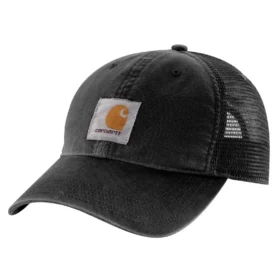 Truckerpet van canvas met mesh-achterkant en logo