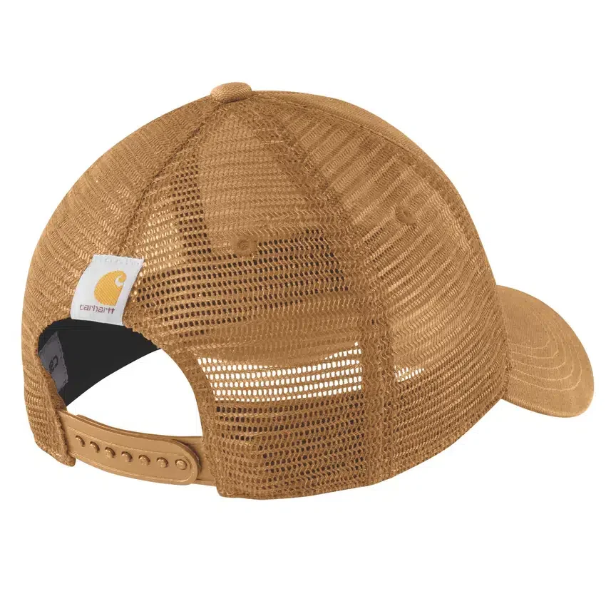 Truckerpet van canvas met mesh-achterkant en logo