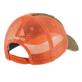 Truckerpet van canvas met mesh-achterkant en logo