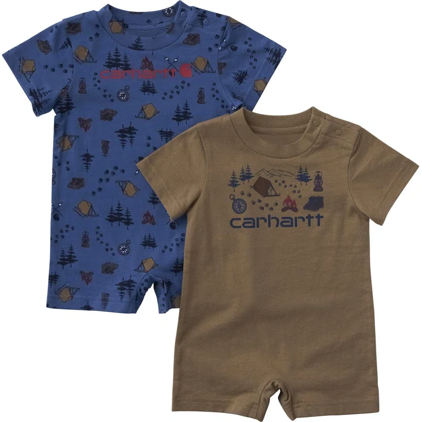 Tweedelige kampeer-romper-set met korte armstukken voor jongens (baby)