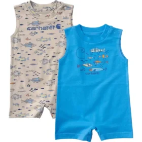 Tweedelige mouwloze vis-romper-set voor jongens (baby)
