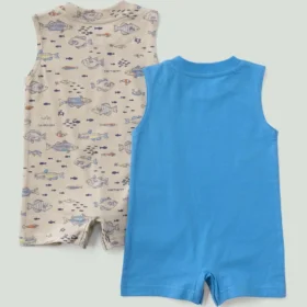 Tweedelige mouwloze vis-romper-set voor jongens (baby)