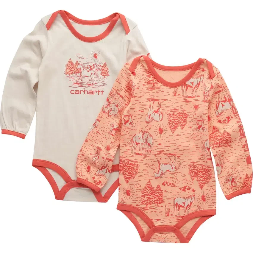 Tweedelige set met body's met lange armstukken en boerderijprint voor meisjes (baby)