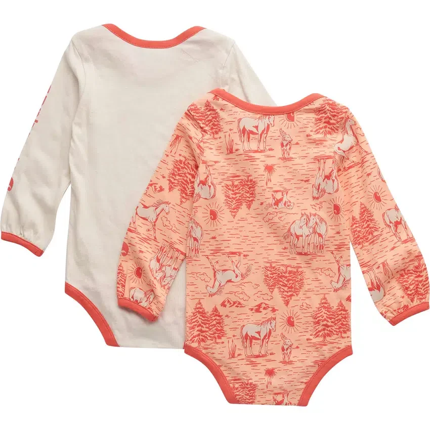 Tweedelige set met body's met lange armstukken en boerderijprint voor meisjes (baby)