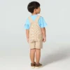 Tweedelige set voor jongens met T-shirt met korte armstukken en bruine gestreepte shortall (peuter)
