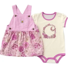 Tweedelige set voor meisjes met bodysuit met korte armstukken en jurkje met print (Baby/)