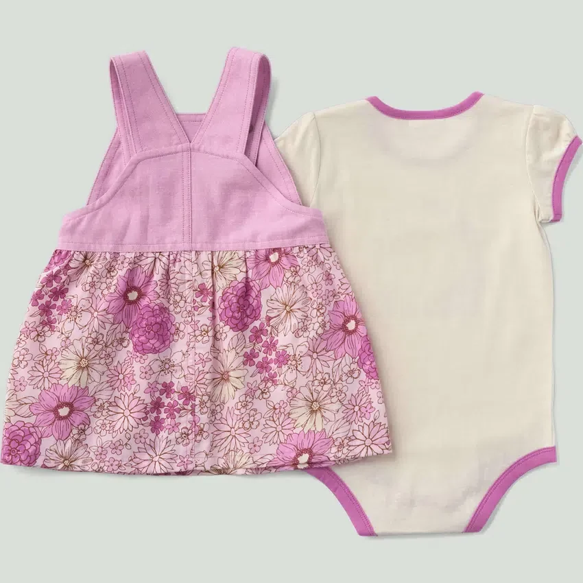 Tweedelige set voor meisjes met bodysuit met korte armstukken en jurkje met print (Baby/)