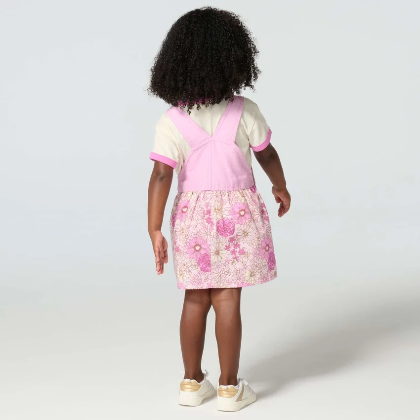 Tweedelige set voor meisjes met T-shirt met korte armstukken en jurkje met print (peuters)