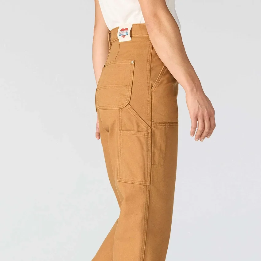 Vintage fit canvas werkbroek met dubbele knieën voor dames