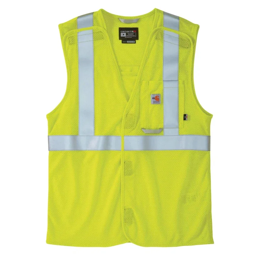 Vlamwerend veiligheidsvest met hoge zichtbaarheid van mesh, klasse 2, voor heren - Hi-Vis-vesten