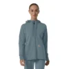Waffel-scrubhoodie met doorlopende rits voor dames