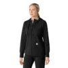 Waffel-scrubhoodie met doorlopende rits voor dames