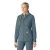 Waffel-scrubhoodie met doorlopende rits voor dames