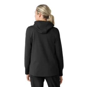 Waffel-scrubhoodie met doorlopende rits voor dames