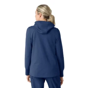 Waffel-scrubhoodie met doorlopende rits voor dames