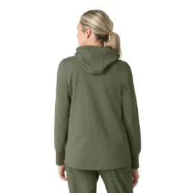 Waffel-scrubhoodie met doorlopende rits voor dames