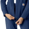 Waffel-scrubhoodie met doorlopende rits voor dames