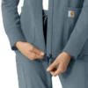 Waffel-scrubhoodie met doorlopende rits voor dames