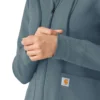Waffel-scrubhoodie met doorlopende rits voor dames