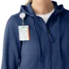 Waffel-scrubhoodie met doorlopende rits voor dames