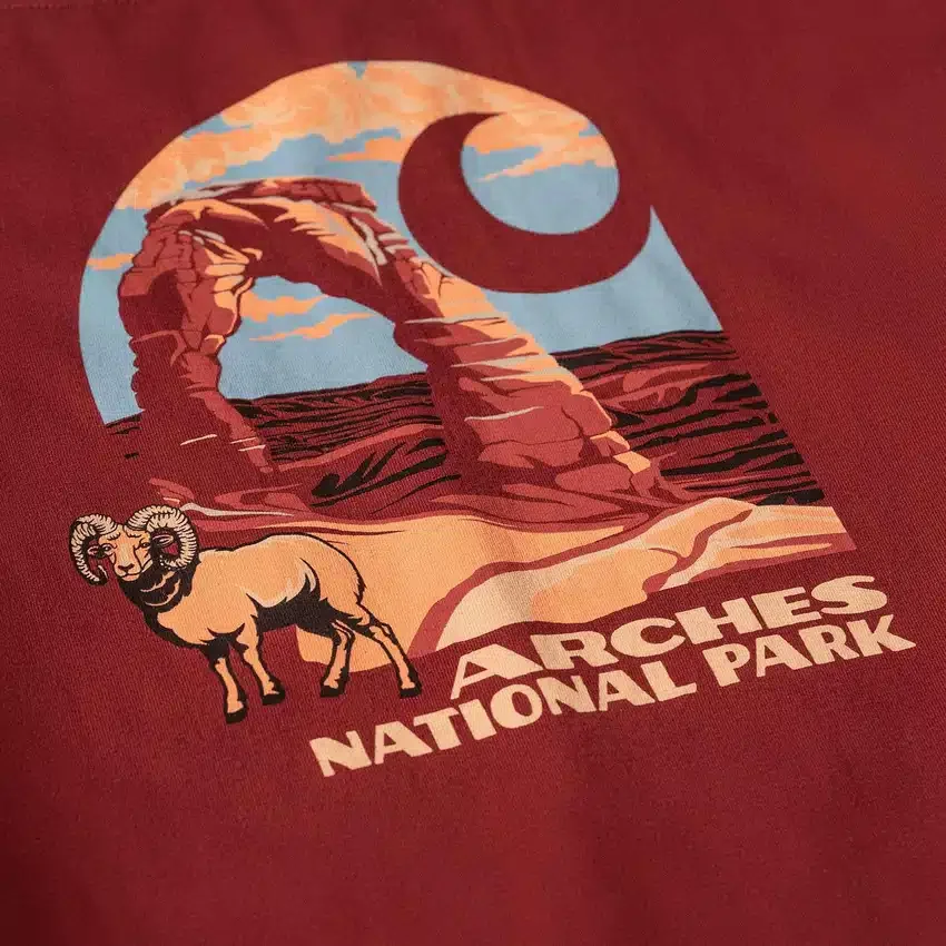Zwaar overhemd met lange armstukken en Arches National Park-afbeelding voor heren
